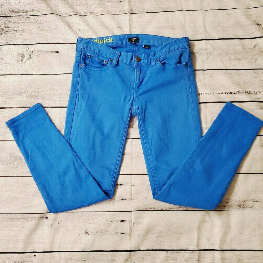 J. Crew Stretch Toothpick Women's Size 25 Denim Jeans Blue Zip Up Pockets
